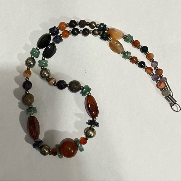 Vintage Boho Stone Bead Necklace 24” length - Picture 2 of 6